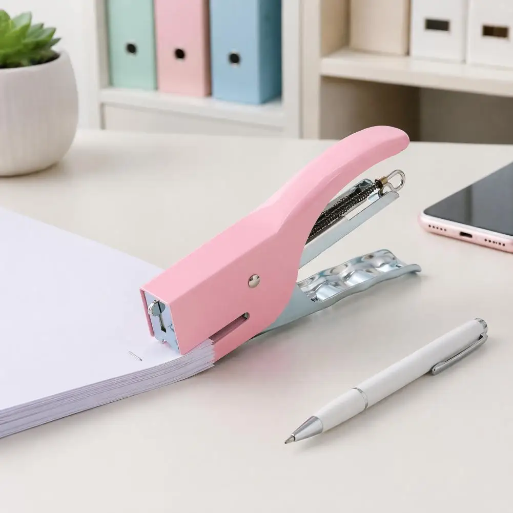 Portable Stapler for Office Mini Handheld Stapler with Ergonomic Curved Design Compact Metal Desktop Stapler for Students