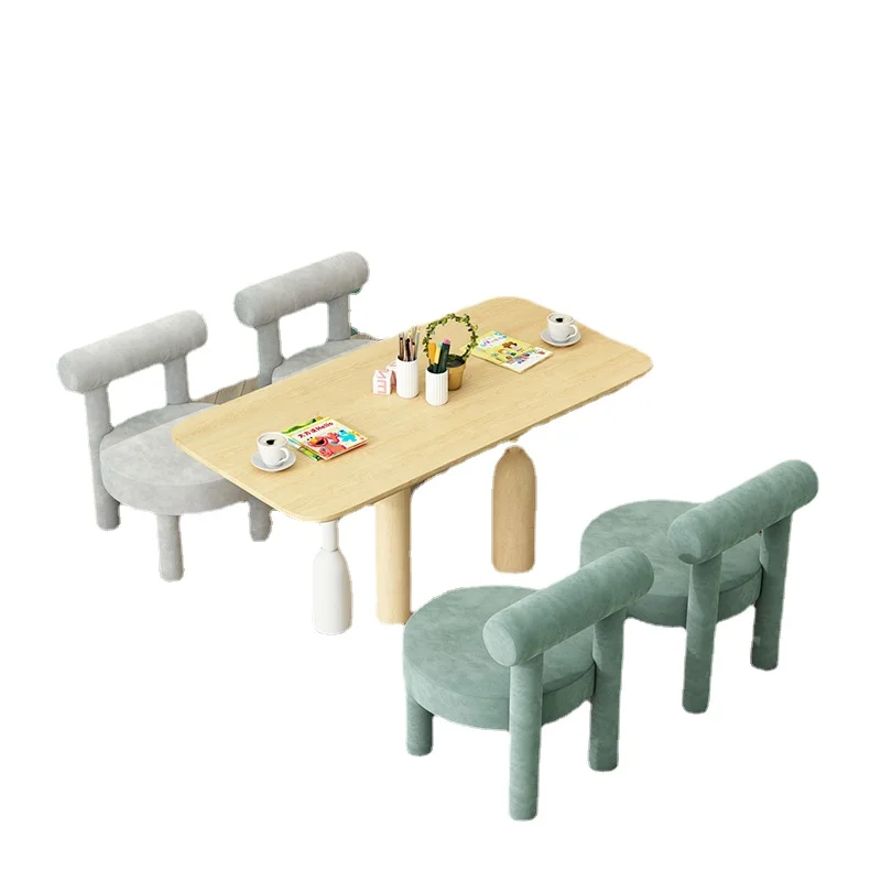 Solid Wood Early Education Table Study Table Household Pupils' Writing Table and Chair Set