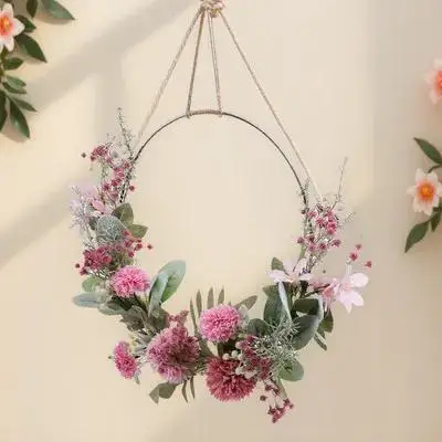 

Wedding Home Decor Door Window Pendant Realistic Flower Wreath Long Lasting Creative Hanging Decorative Wreath Festival