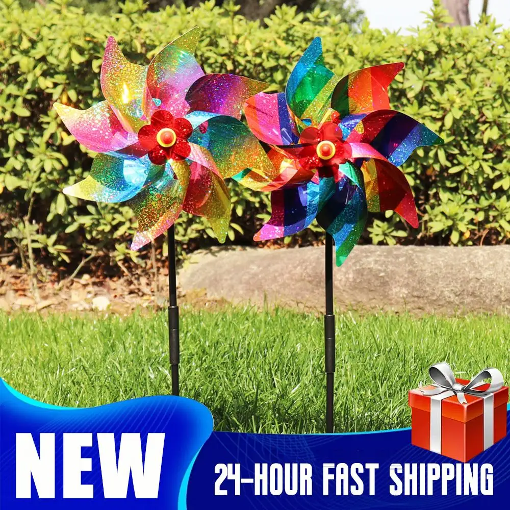 1/5PCS Reflective Bird Repellent Windmill Sparkling Scarecrow Windmill Spinner Garden Lawn Courtyard Decor Deter Outdoor Birds