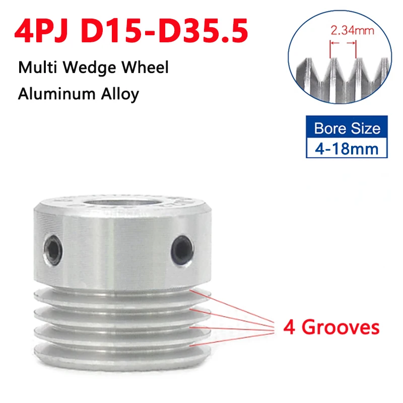 Diameter 15-35.5mm 4PJ Multi Wedge Wheel PJ Belt Pulley 4 Slots Motor Shaft 4 Peak Groove Synchronous Timing Pulley 4/5/6-18mm