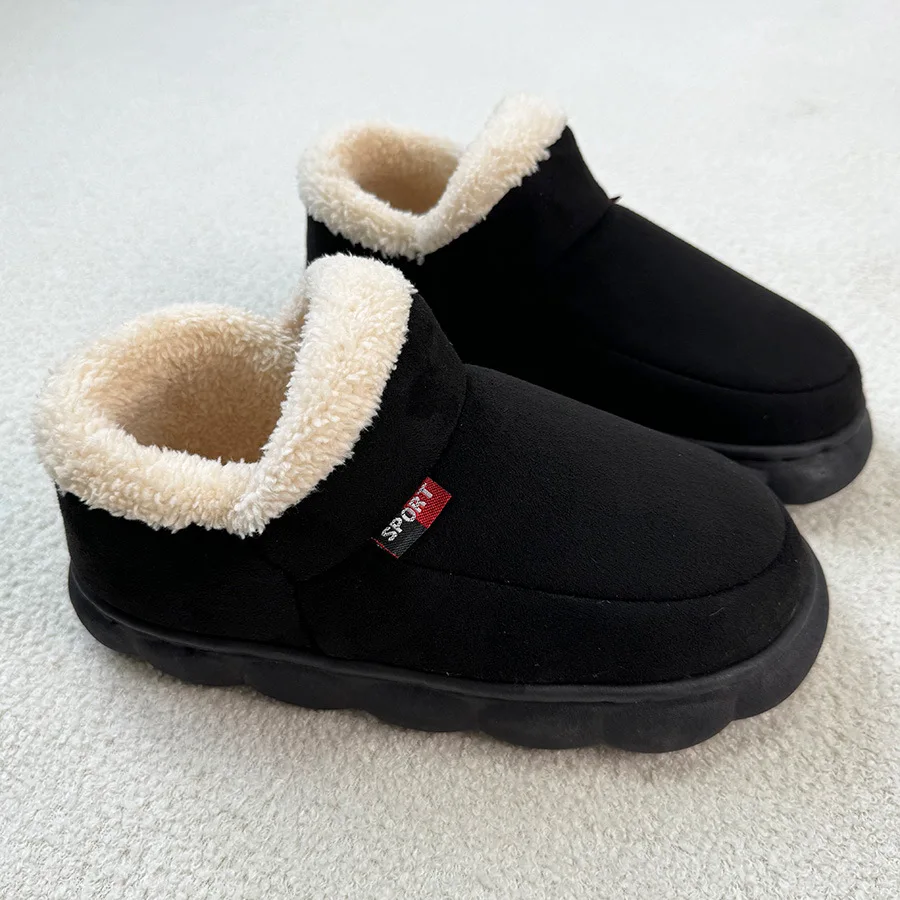 Litfun Warm Fluffy Men Cotton Shoes Outdoor Antiskid Fur Plush Fashion Men Shoes Winter New Indoor Soft Sole Fuzzy House Slipper