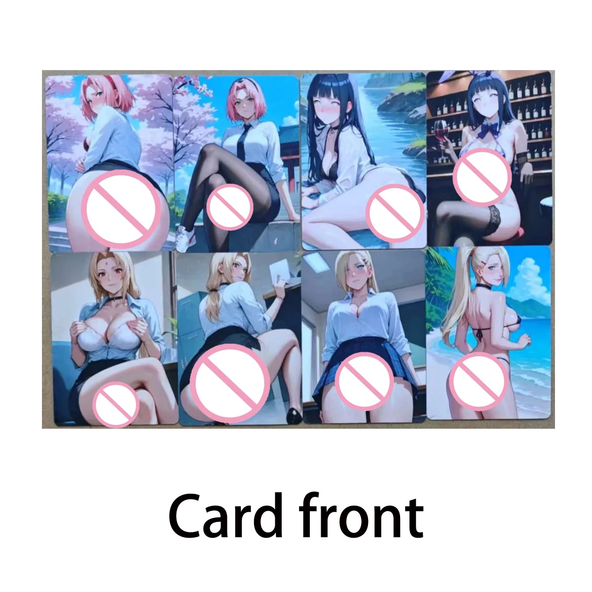 8 قطعة/المجموعة مزدوجة الجانب مثير بطاقة تسونادي كوشينا اوزوماكي هيناتا اينو ساكورا جميلة الفتيات بطاقات الرسوم المتحركة جمع بطاقة 18 + #1