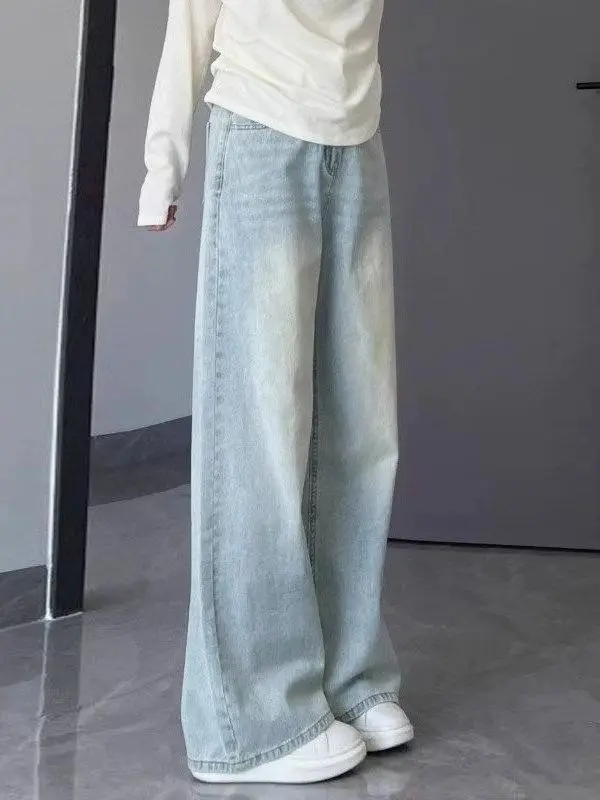 

High Waist Wide Leg Jeans Women's plus Size Spring New Loose Drapey Floor-Length Straight Cut Denim Trousers Commute Style