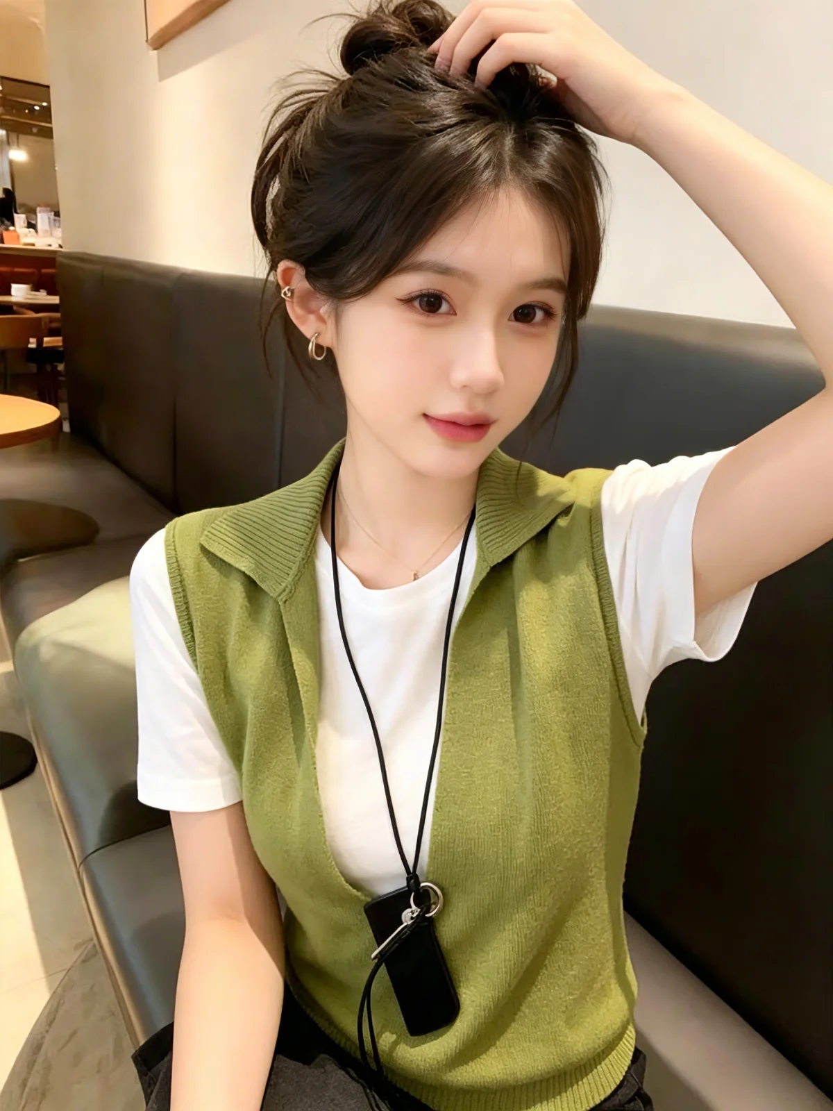 

Unique Flip-Collar Splice Short-Sleeve T-Shirt Women's Summer New Style Self-Preserved Unique Anti-Aging Top for Ladies