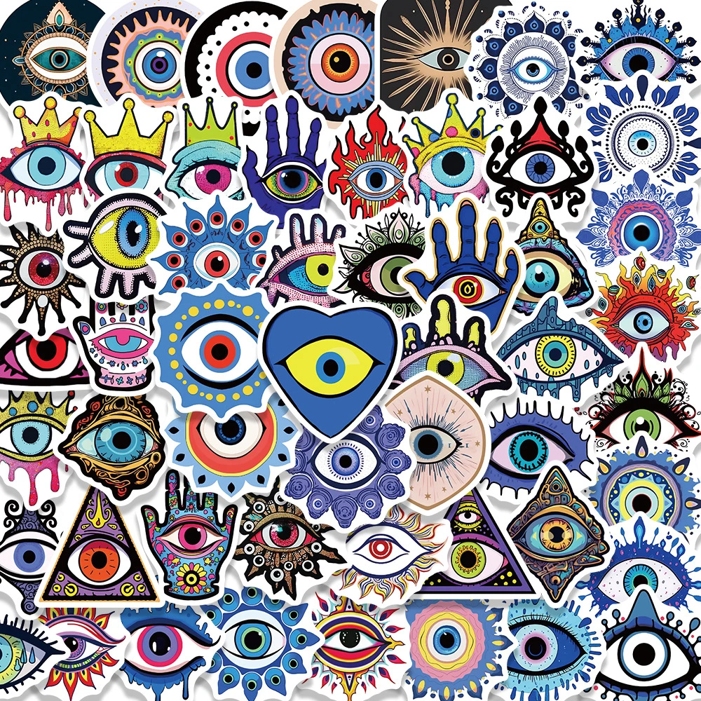 

10/30/54PCS Colorful Turkish Evil Eye Stickers Anime Decals Cool DIY Laptop Scrapbook Car Cool Cute Cartoon Sticker Kids Toys