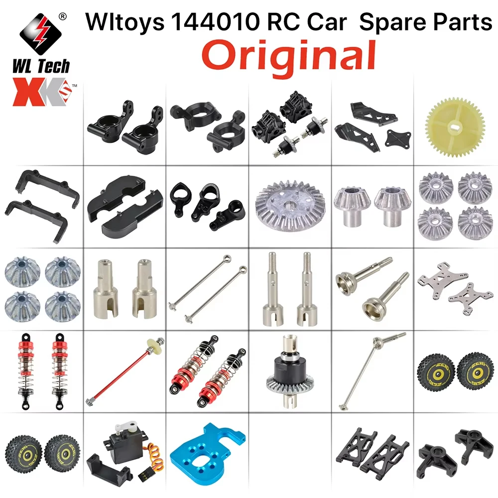 Original Wltoys 144010 1/14 RC Car Spare Parts ESC Swing Arm C Seat Differential Wavebox Tire Gear Shock Absorbers Kit Parts