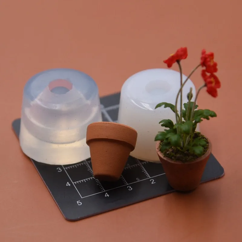 Molde de silicona para maceta de arcilla en miniatura, hecho a mano, DIY, para pegamento de cristal, juguete de comida, mini maceta de simulación, herramienta rápida para modelar arcilla.