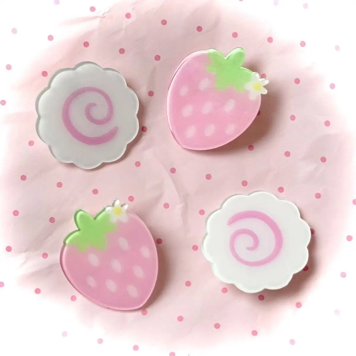 Fish Cake Cat Biscuit Acrylic Hair Clip Strawberry Cotton Candy Fish Cake Hair Clip Girly Bangs Clip Hair Accessory Cute Gift