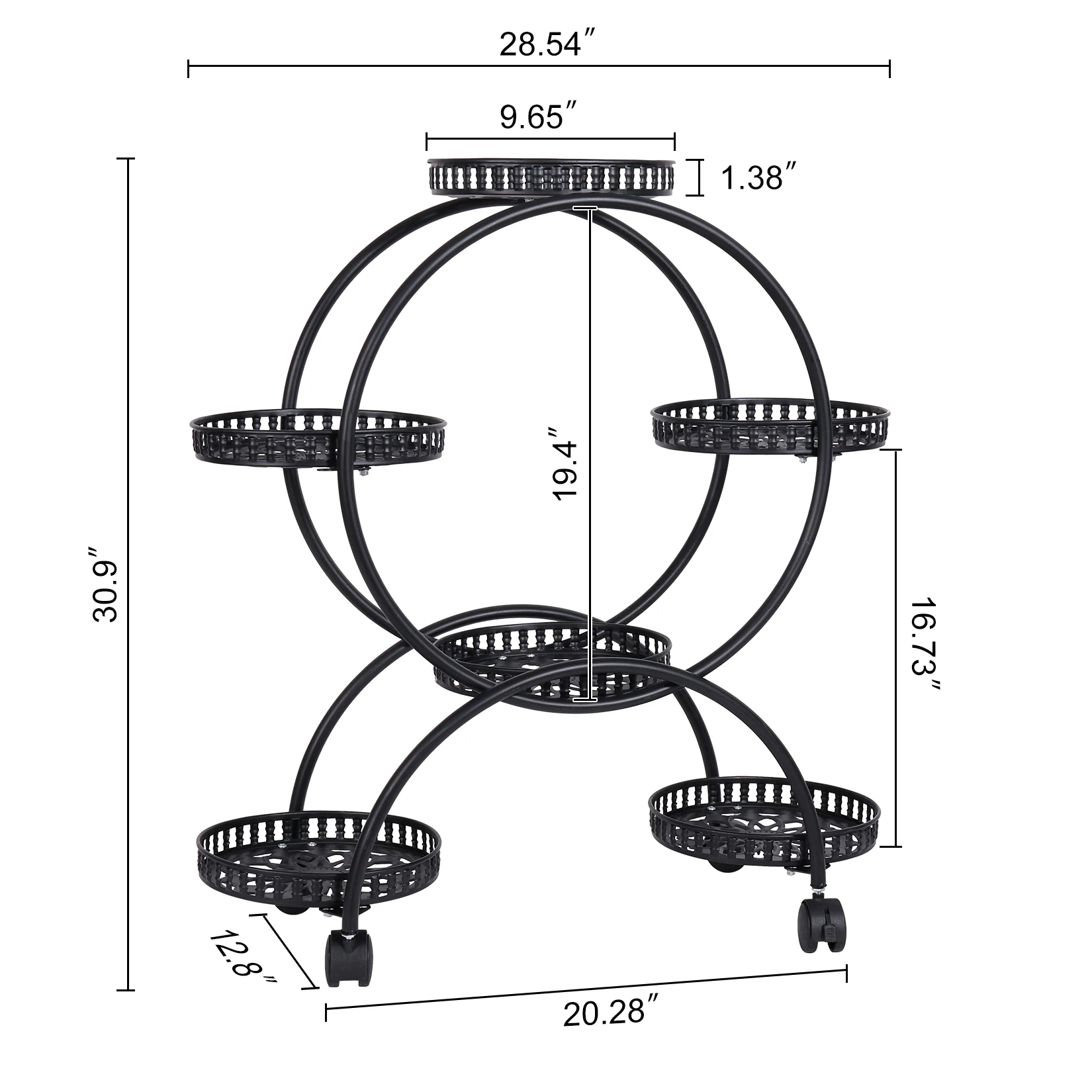 Rolling Metal Plant Stand Rack Indoor Outdoor Flower Pot Shelf Holder with Wheels for Patio Garden Living Room