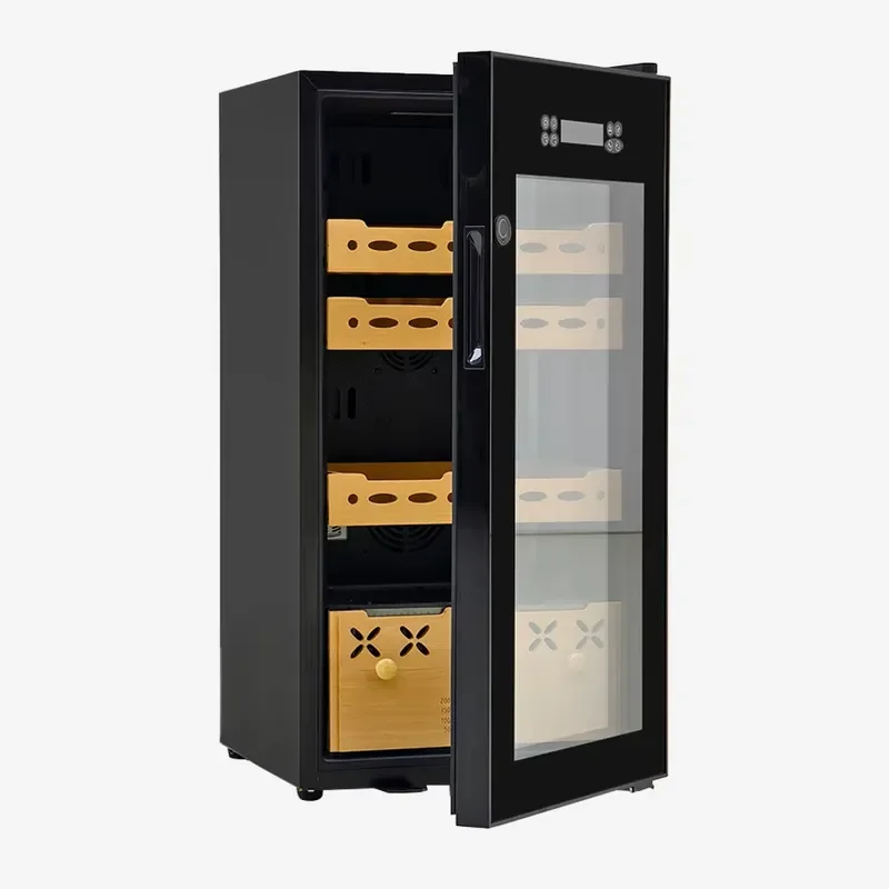 Yiwu Juji Cigar Humidor Cabinet Digital Led Light Temperature Humidity Control Cigar Cabinet