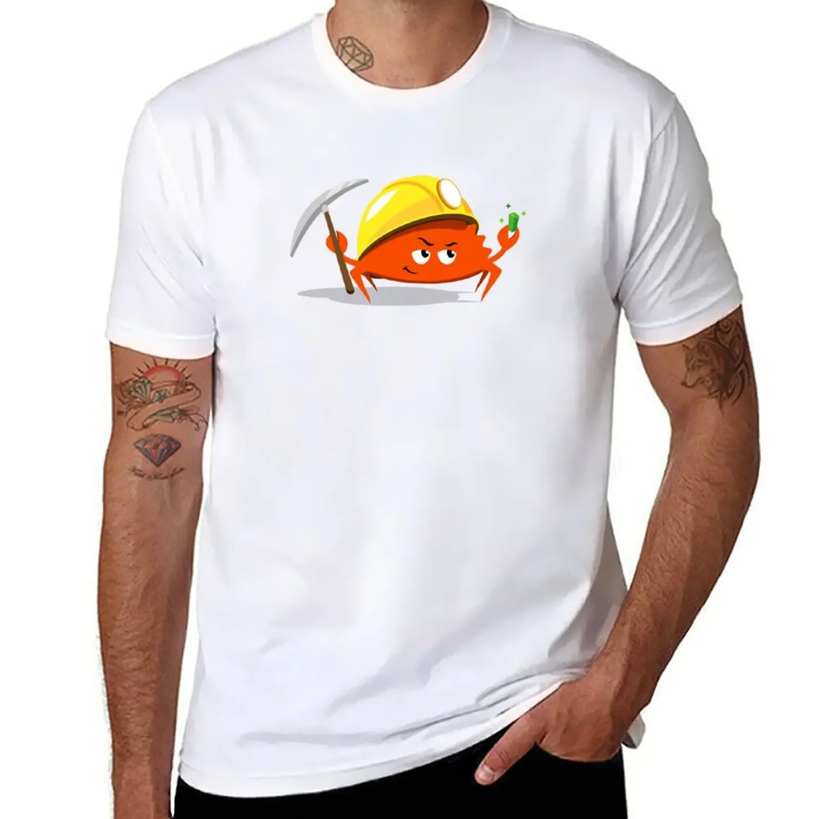 New Rust Programming Language - Ferris the Miner T-Shirt black t shirt cute tops fruit of the loom mens t shirts