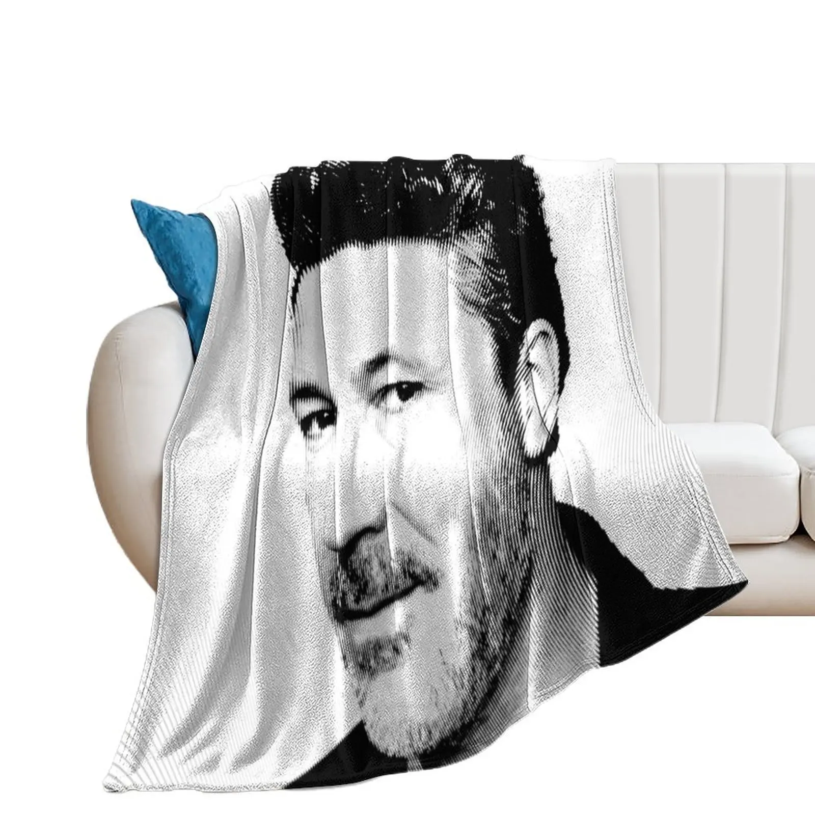 Black & White Portrait Of Aidan Gillen Throw Blanket funny gift Hair Blankets