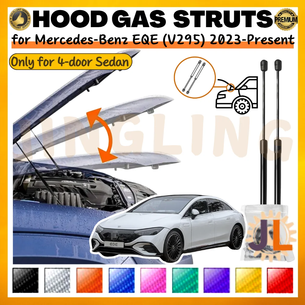 Qty(2) Hood Struts for Mercedes-Benz EQE (V295) 4-door Sedan 2023-Present Front Bonnet Gas Spring Shock Absorbers Lift Supports