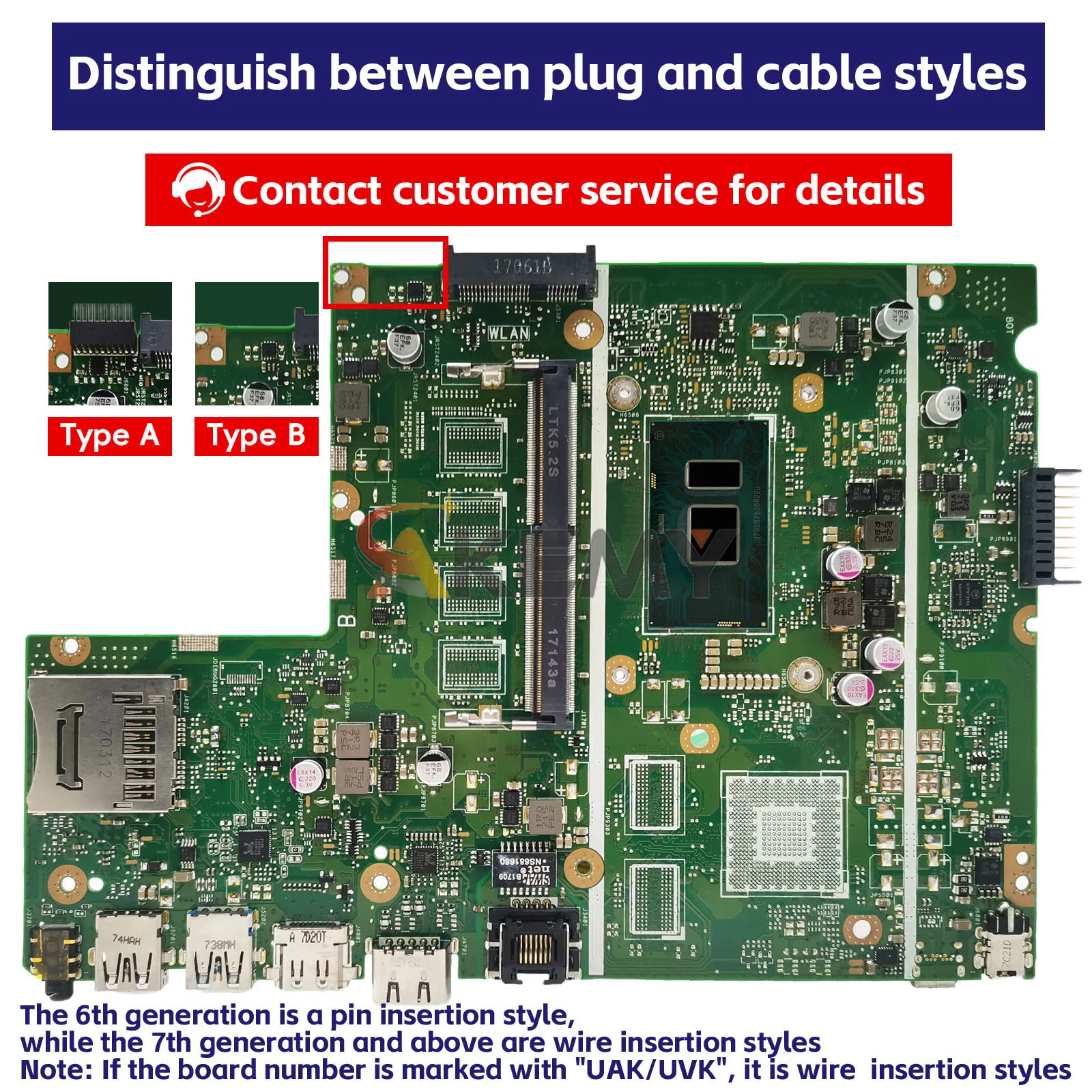 X541UAK Mainboard For ASUS X541UJ X541UA X541U F541U A541U X541UV Laptop Motherboard CPU I3 I5 I7 6th/7th Gen 0G/4G/8G-RAM