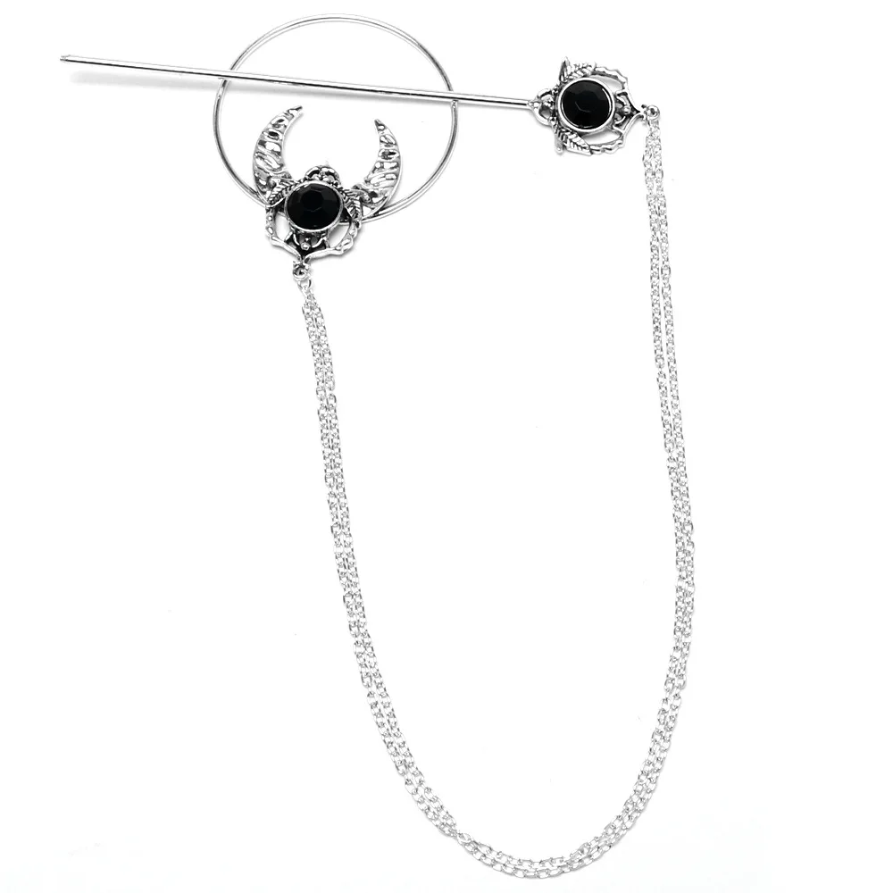 1pc Fashionable Retro-style Hair Accessory Featuring A Crescent Moon Shape With Branches And Dots Made Of Alloy Material Designe