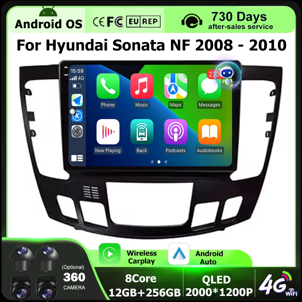 

Car Radio Multimedia Video Player GPS Navigation QLED Touch Screen For Hyundai Sonata NF 2008 - 2010 Android 16 Auto Carplay DSP