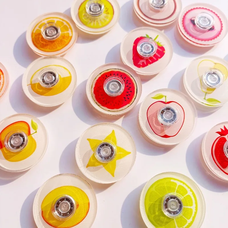 Fidget Spinner à fruits en acrylique, 2 pièces, Design de fruits créatif, jouet à doigts, Puzzle, soulagement du Stress, jeu sensoriel pour enfants et adultes