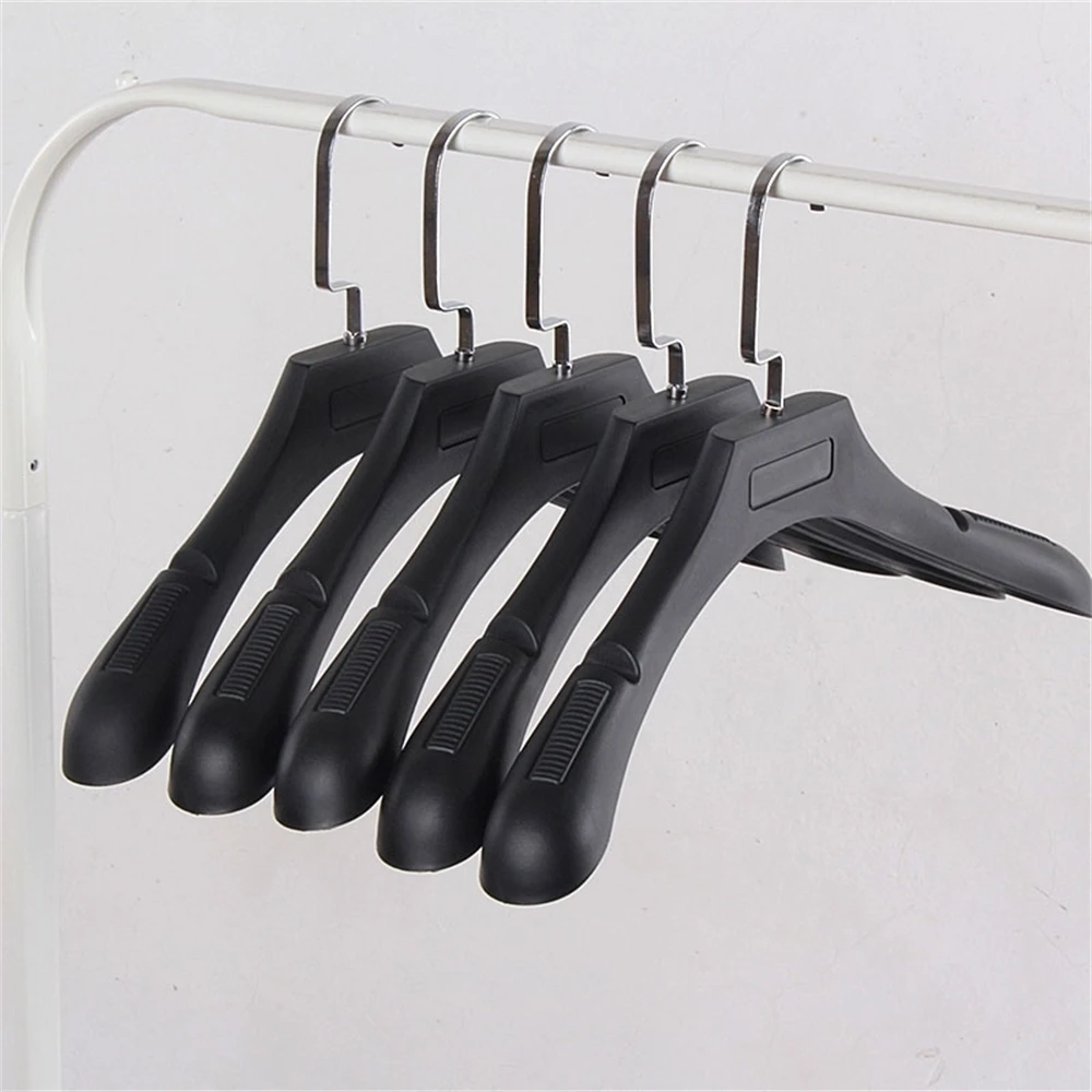 Thick Black Garment Hanger Matte Plastic Coat Display Hanger Flat Hook Clothing Hanger Rack for Man Women Clothes