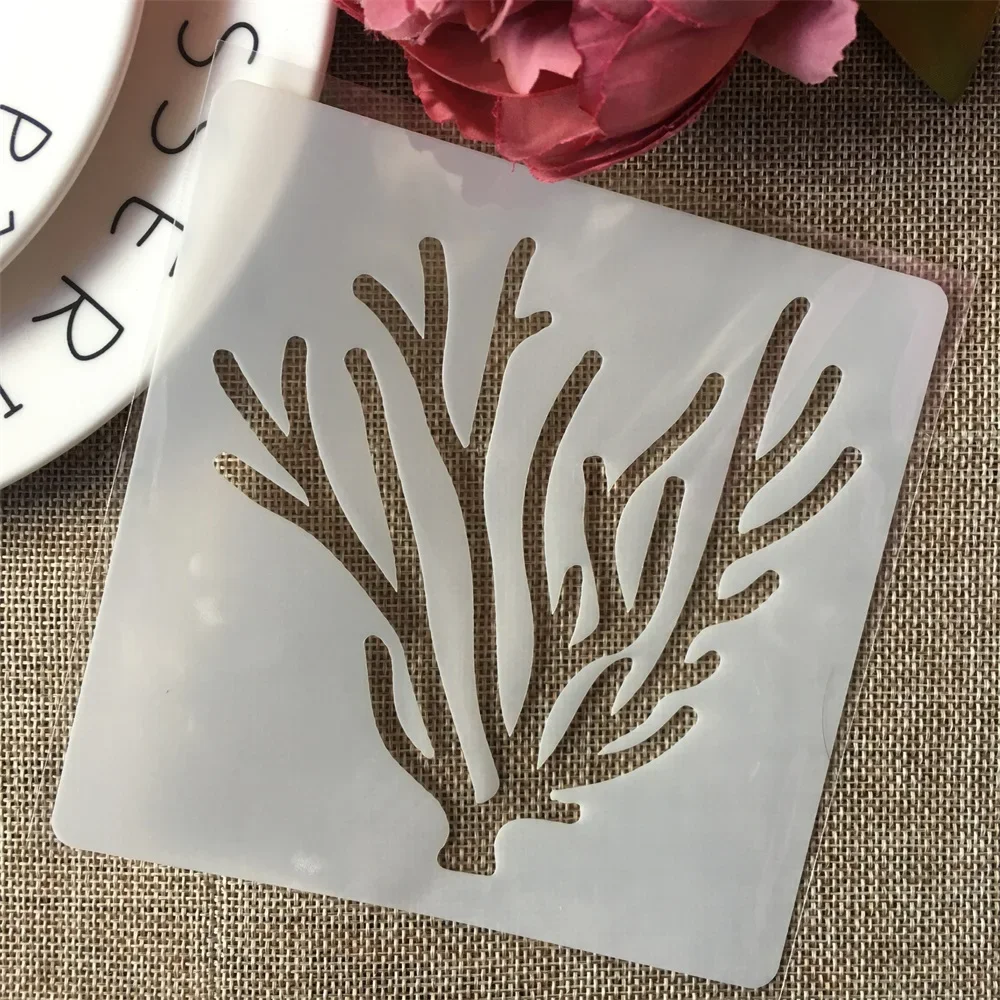 4Pcs/Set 13cm Ocean Sea Coral DIY Layering Stencils Painting Scrapbook Coloring Embossing Album Decorative Template