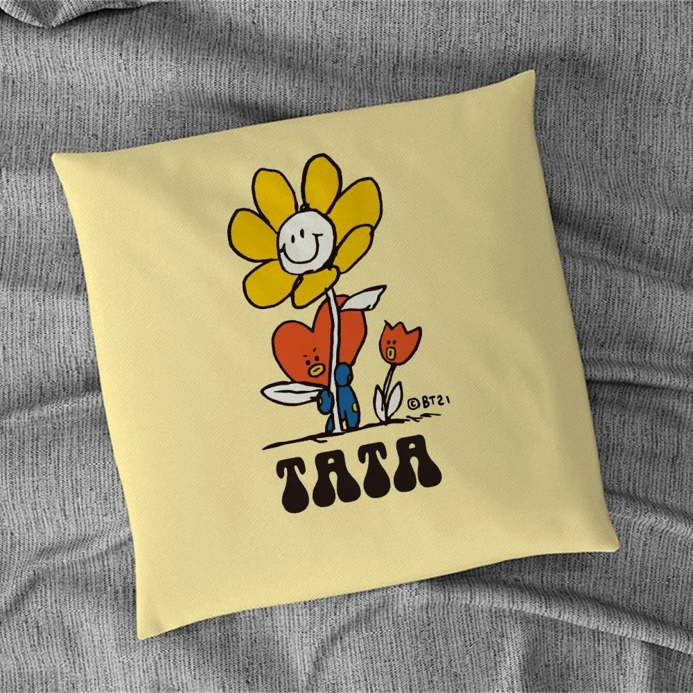 Simple cartoon floral pattern Double-sided Printed pillow cover Short plush Suitable living rooms bedrooms throw cushion cover