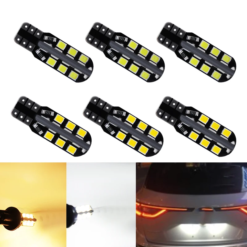 6x W5W LED Light T10 24SMD Car Side Wedge Dome Bulb 194 168 2835 White Warm White Signal Lamp