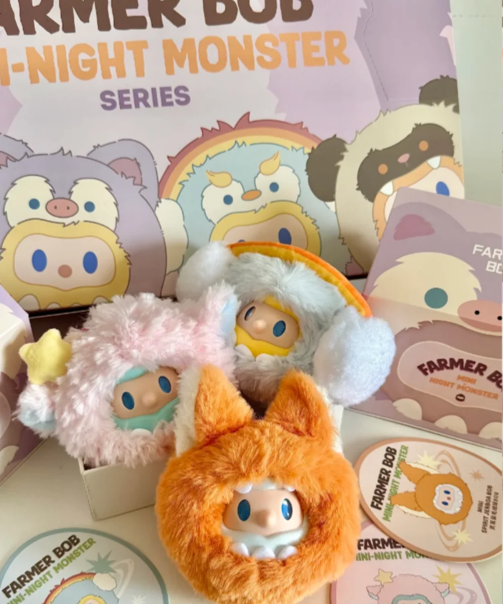 Voor Boer Bob Mini-Night Monster Series Blind Box Trendy Speelgoed Schattig Vinyl Pluche Hanger Pop Bob Mystery Box Verjaardagscadeau