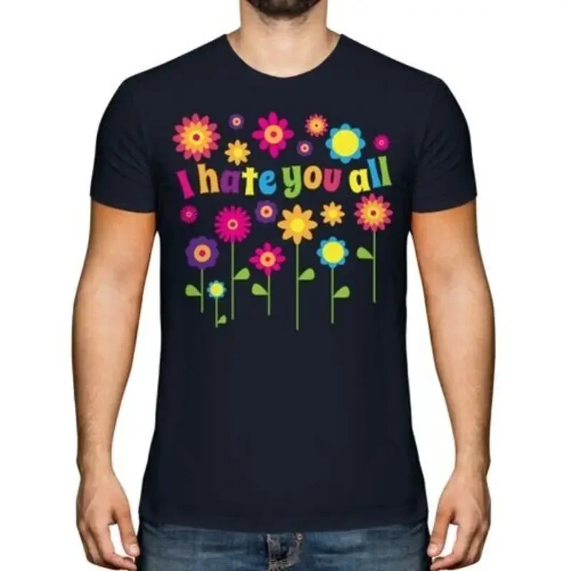I Hass Du Alle Hippie Blumen Herren T-Shirt Geschenk Lustig Bunt