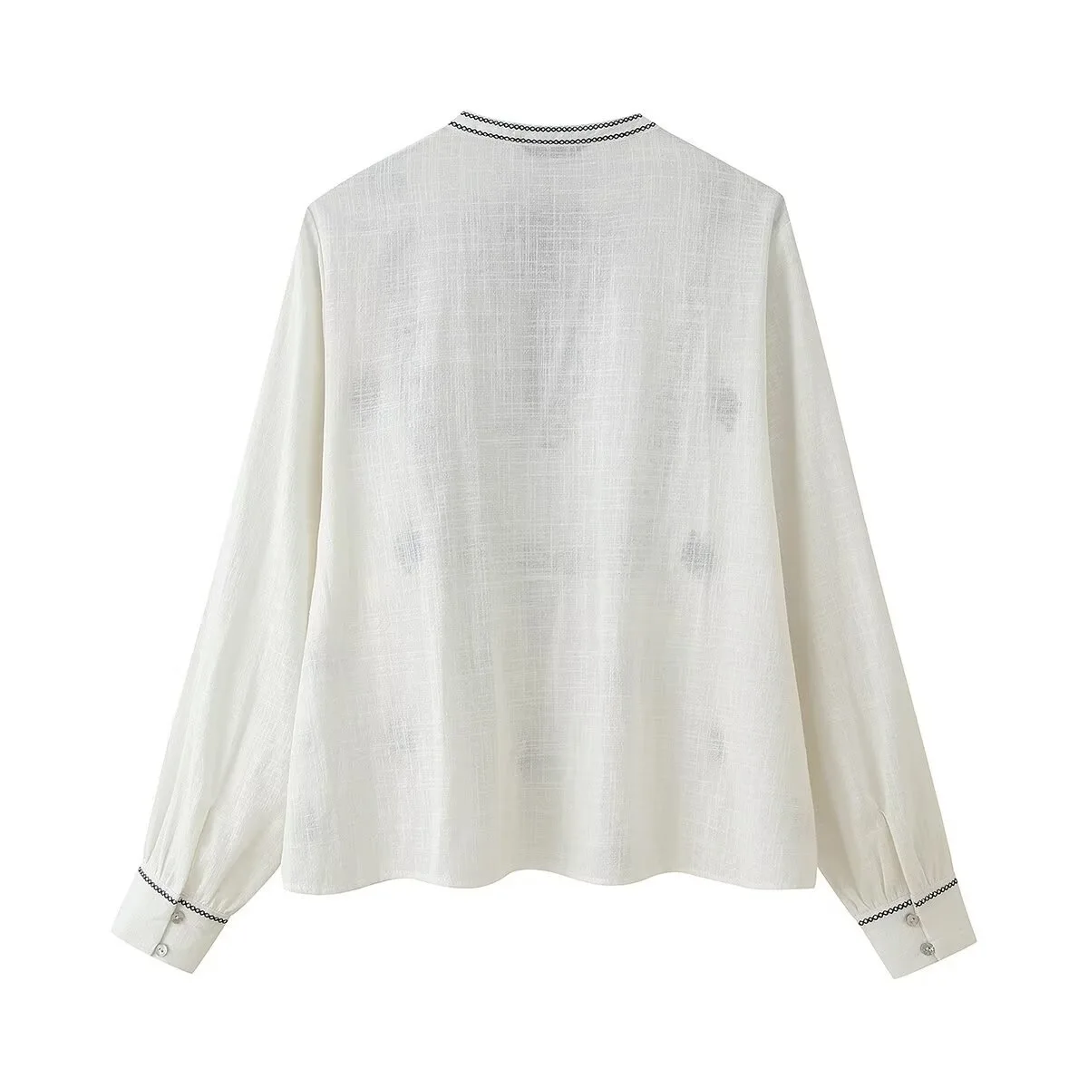 Withered 2026 Spring New European And American Style Fashion Design Loose Long Sleeve Retro Embroidered Shirt