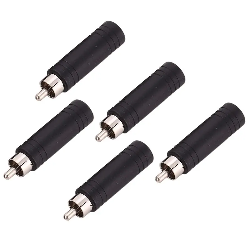 AYHF 5X 6.35Mm 1/4 Inch Mono Female Jack To RCA Male Plug Audio Adapter Cable Converter