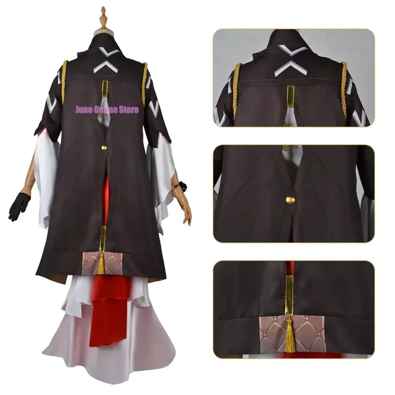 Hokai star rail cosplay game costume thankai himeko cosplay costume sexy evening dress for woman red buckle cosply wig