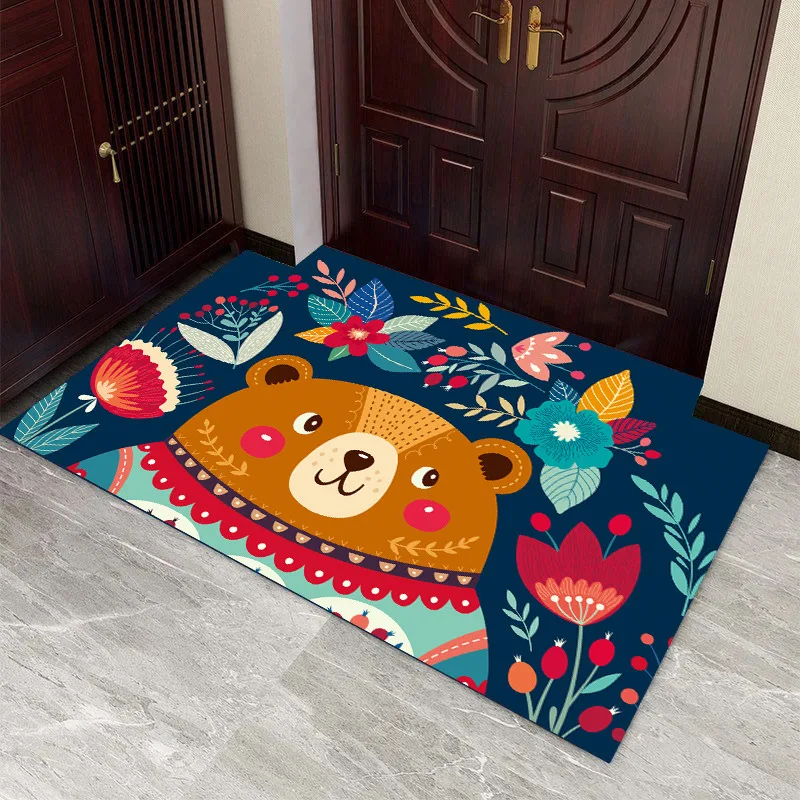 Petit tapis de dessin animé mignon, pour chambres d'enfants, de chevet, d'entrée, antidérapant, anti-poussière, chute de porte, décoration de la maison