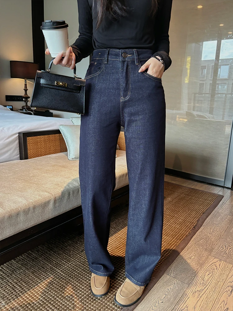 

Slimming High Waist Casual Denim Jeans Women's Original Color Spring 2026 Versatile Straight Leg Long Pants Commute Style