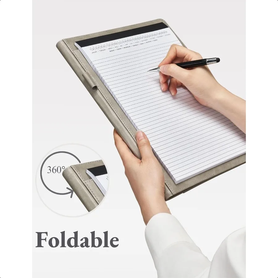 مجلد محفظة Padfolio من الجلد الصناعي، مجلد استئناف للمقابلة مع منظم المستندات، حامل بطاقة Busin، مفكرة بحجم الحروف Le