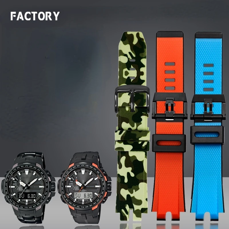 For PROTREK CASIO PRW-6000/6100/3000 /3100 PRG-300 Silicone Watchband Strap Waterproof Mountaineering Men\'s Bracelet 24mm