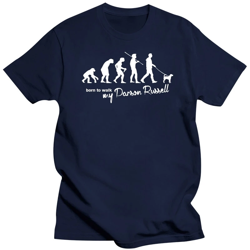 TEVO T-Shirt Hunde EVOLUTION PARSON RUSSELL Terrierer Born To Walk Siviwonder Hip-Hop Simple Splicing Tee Tops T Shirt