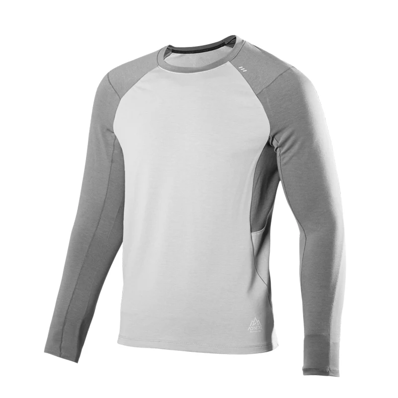 AONIJIE FM5132 Mann Männlichen Leichte Sport Rundhals Pullover Runde Kragen Fleece Mit Daumen Verschluss Und Tasche Für Laufende Täglichen