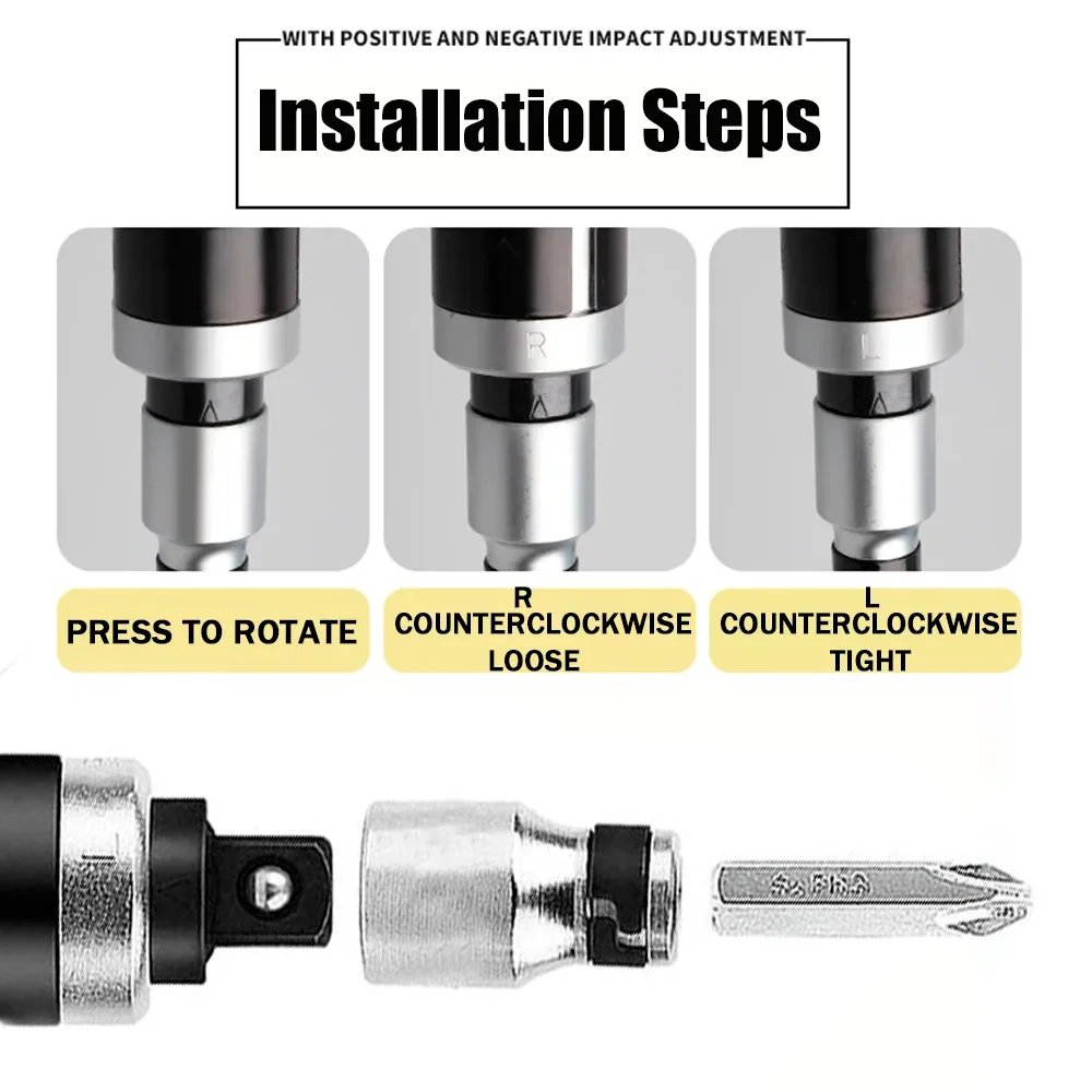 13/7 قطعة CR-V مفك براغي يدوي، محرك تأثير قابل للعكس، طقم مفك براغي منزلي لاسلكي أدوات إصلاح يدوية