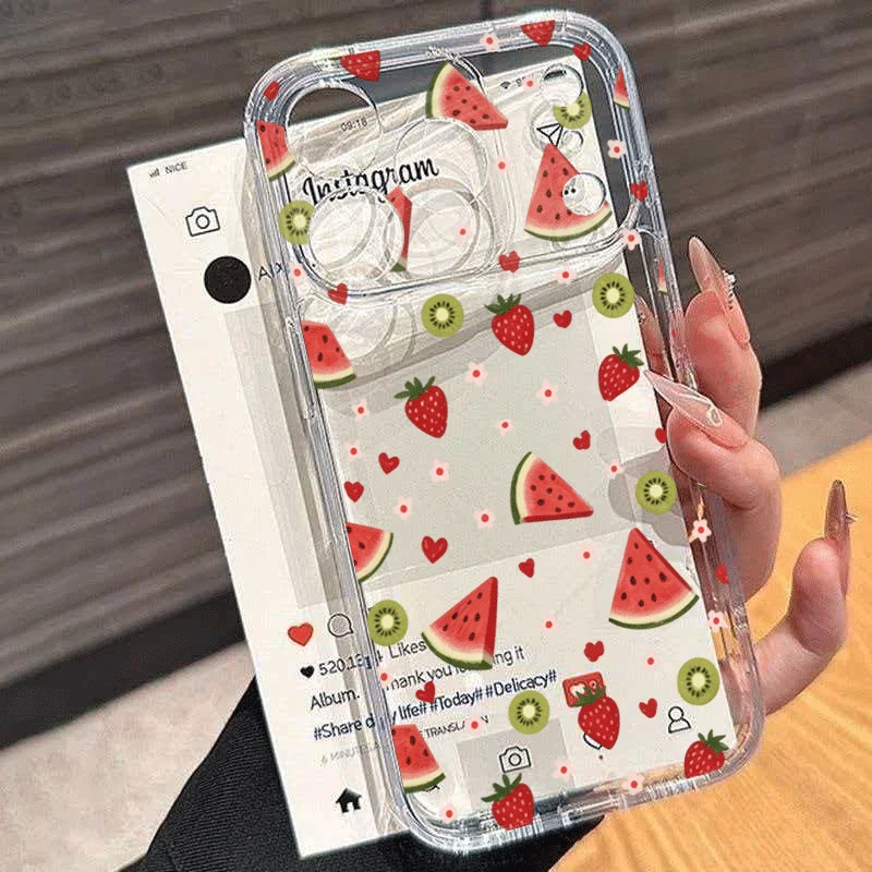 Kawaii Fruit Pattern Phone Case For Samsung Galaxy S26 Ultra S25 Plus S24 FE A37 A57 A06 A16 A36 A55 A15 A54 S23 S22 Clear Cover