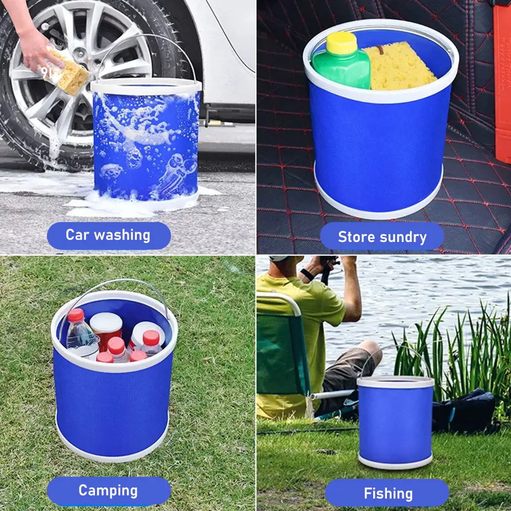 9/11/13L Bucket Portable Folding Bucket Outdoor Fishing Car Wash Cleaning Tool Bucket Camping Hiking Outdoor Supplies