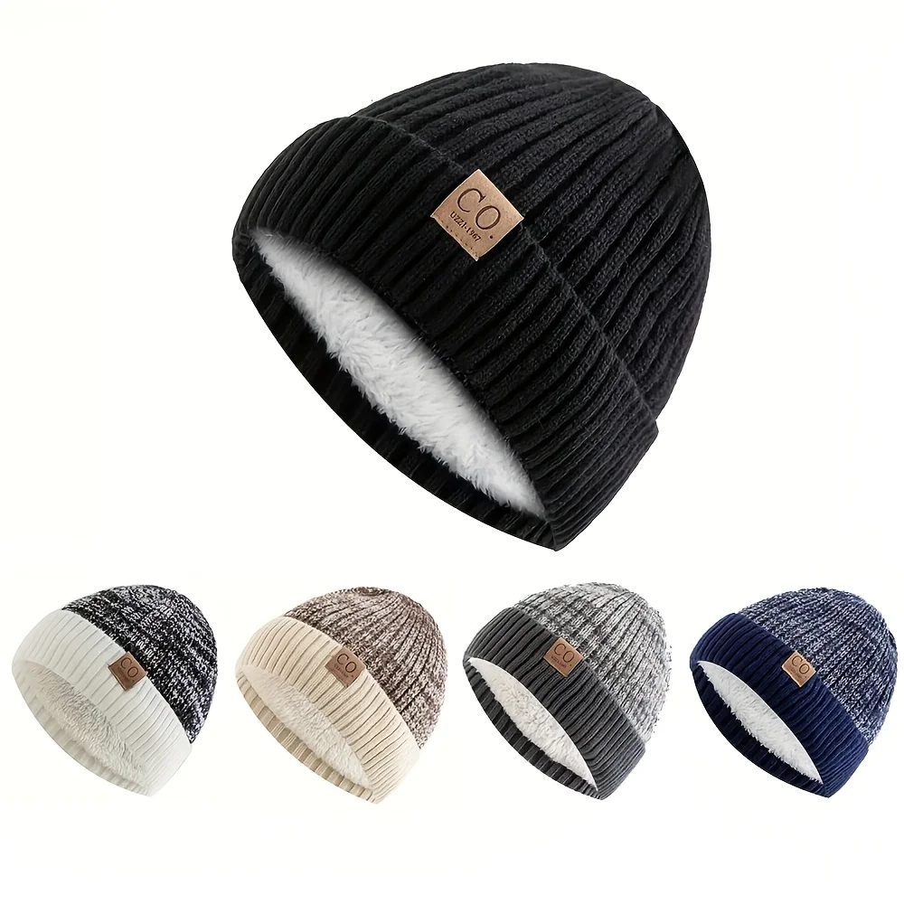 Unisex Winter Beanie Hat Thick Warm Stretchy Soft Lining Lightweight Cold Weather Cap Men Women Black Christmas Gift