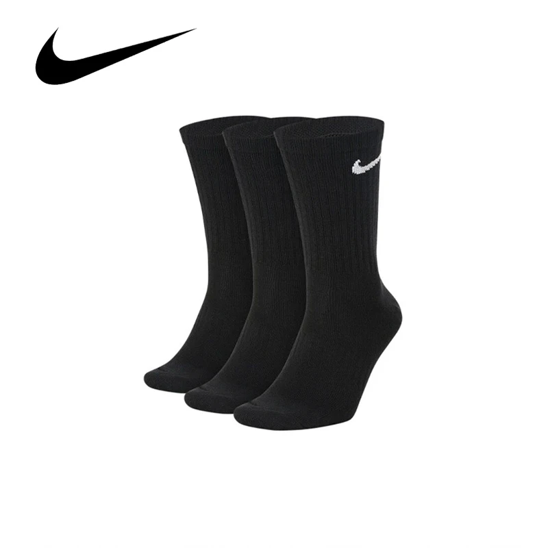 Original Nike Everyday Lightweight Unisex Sports Socks Men's and Women's 3 Pairs Train Middle Barrel Black Socks S M L XL SX7676