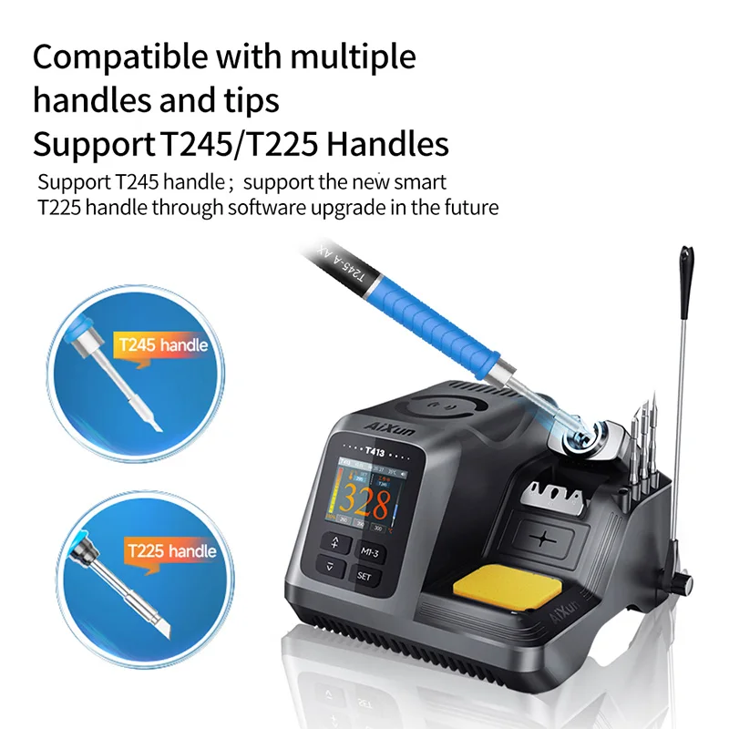 AIXUN T413 200W Integrated Intelligent Soldering Station Compatible T245/T225 Handle with Voice Control PCB Welding Table