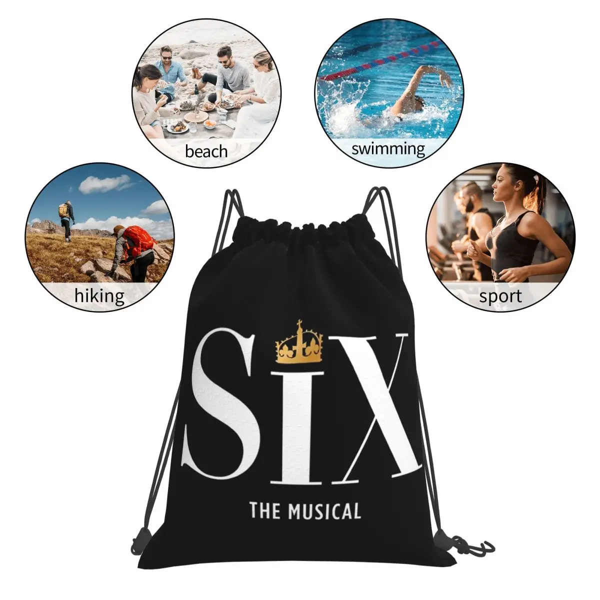 حقائب ظهر مكونة من ستة حقائب ظهر موسيقية عصرية محمولة برباط حقيبة رياضية حقائب كتب للمدرسة للرجال والنساء