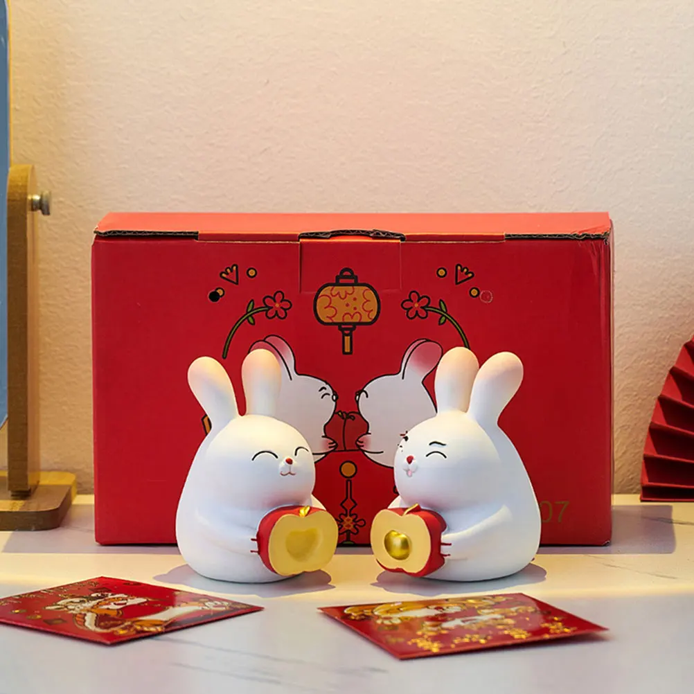 

Wedding Room Decor Rabbit Ornament Gift Figurine Home Sculpture Bunny Couple Statue