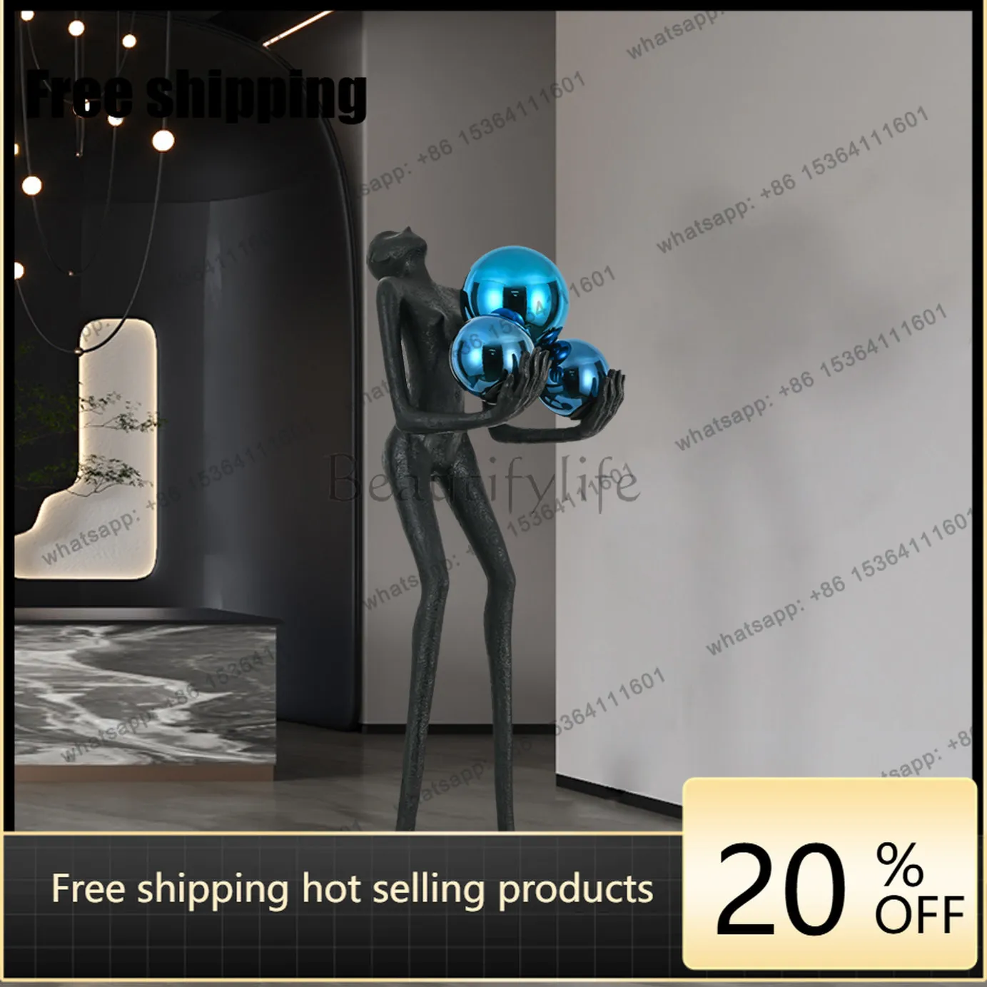 LD abstract creative humanoid art sculpture ornament living room light luxury fiberglass large ornament