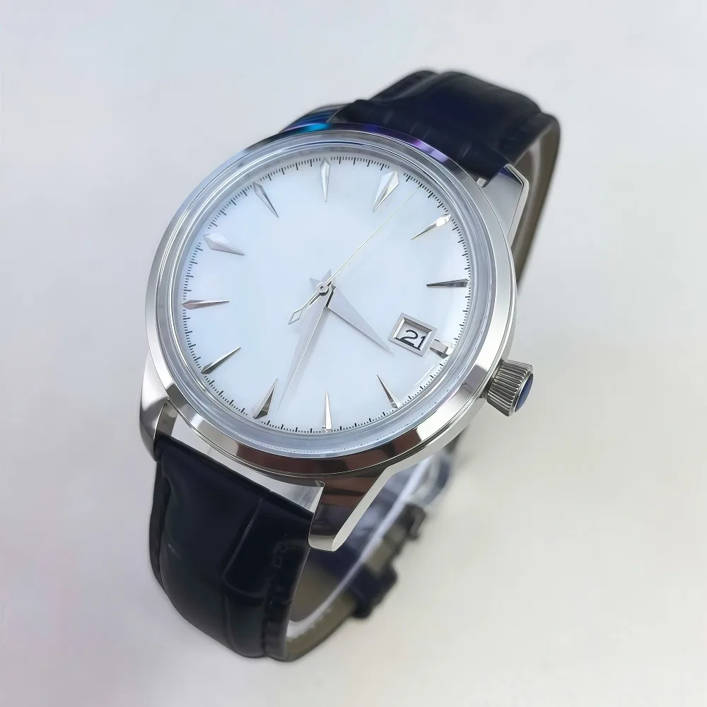 

Мужские часы 2025 года, механизм NH35, 40,5 мм, нержавеющая сталь 316L, серебряный корпус, пузырьковая зеркальная поверхность, циферблат Авроры