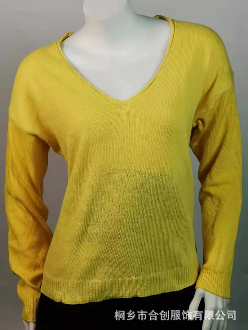 

Autumn and Winter V-neck Long-sleeved Sweater Casual Fashion Women's Knitted Sweater Women's Sweater 2025 Europe and America