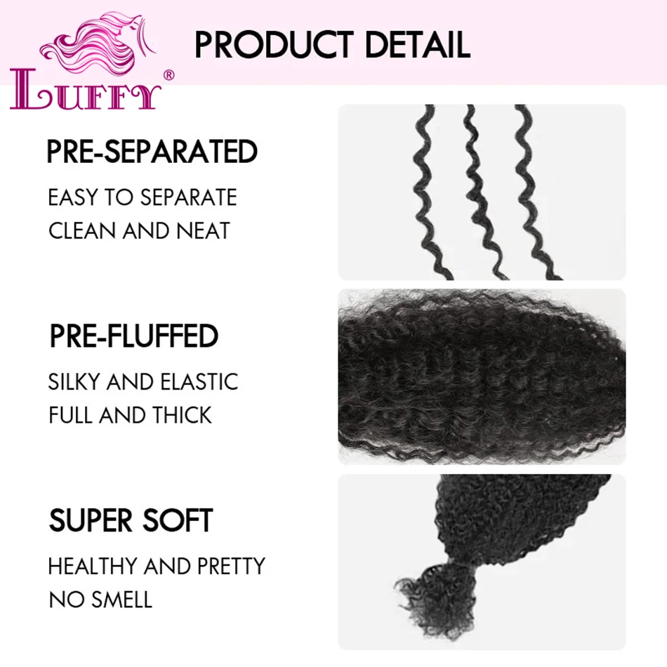 Human Hair Afro Kinky Curly Spring Twist Hair Extensions Double Drawn No Weft Human Braiding Hair Bulk For Twist Braids