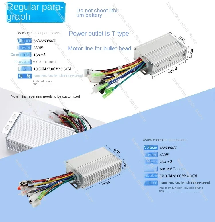 Original Electric Battery Motorcycle Controller 36V 48v450w60v500w72v89v Brushless Motor Dual Mode New